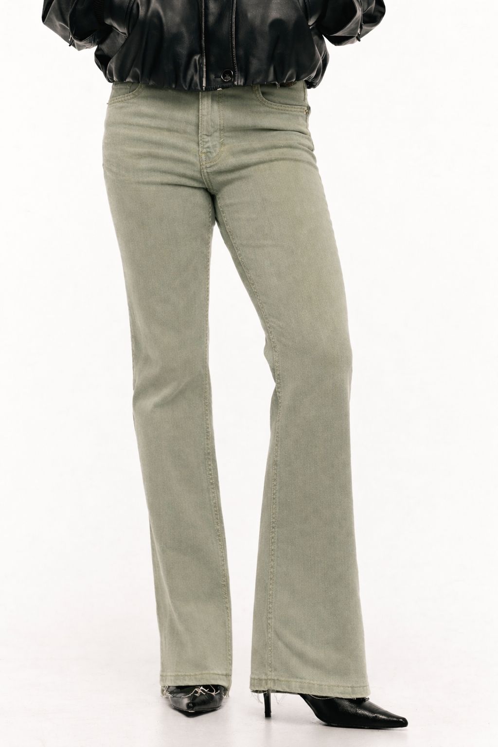 Boot cut Jeans -Dusky Oilve Green