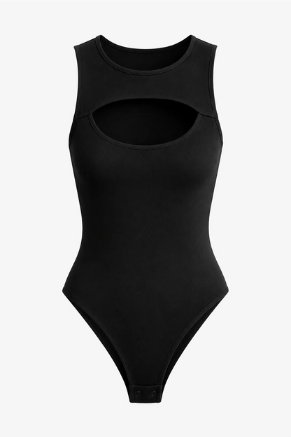 Black Cut-Out Sleeveless Bodysuit