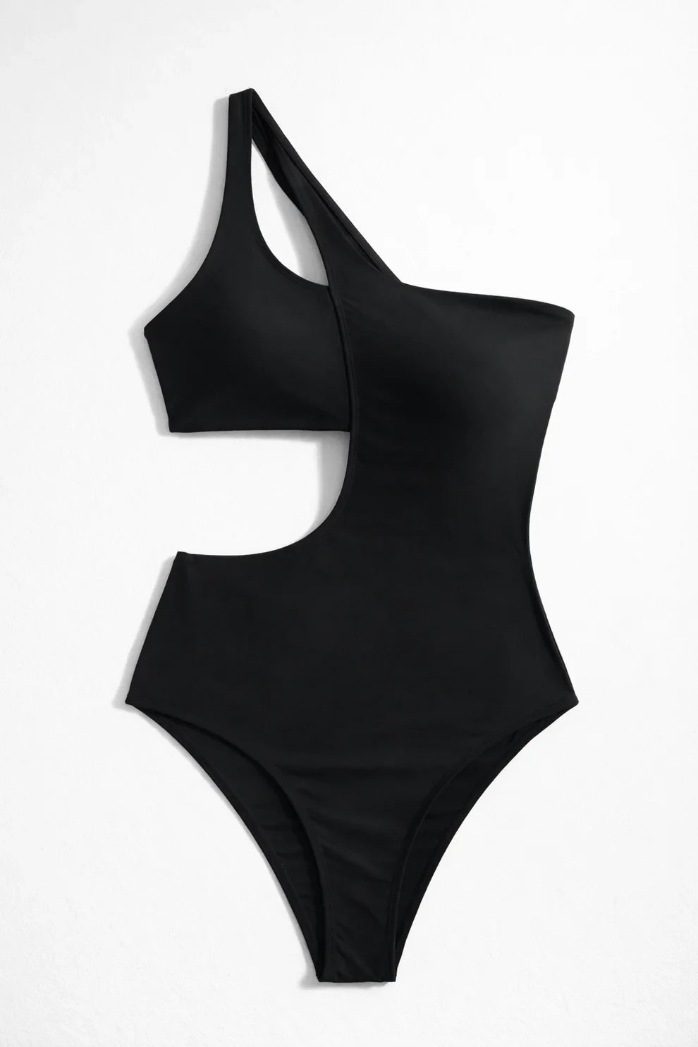 Black One-Shoulder Cut-Out Bodysuit