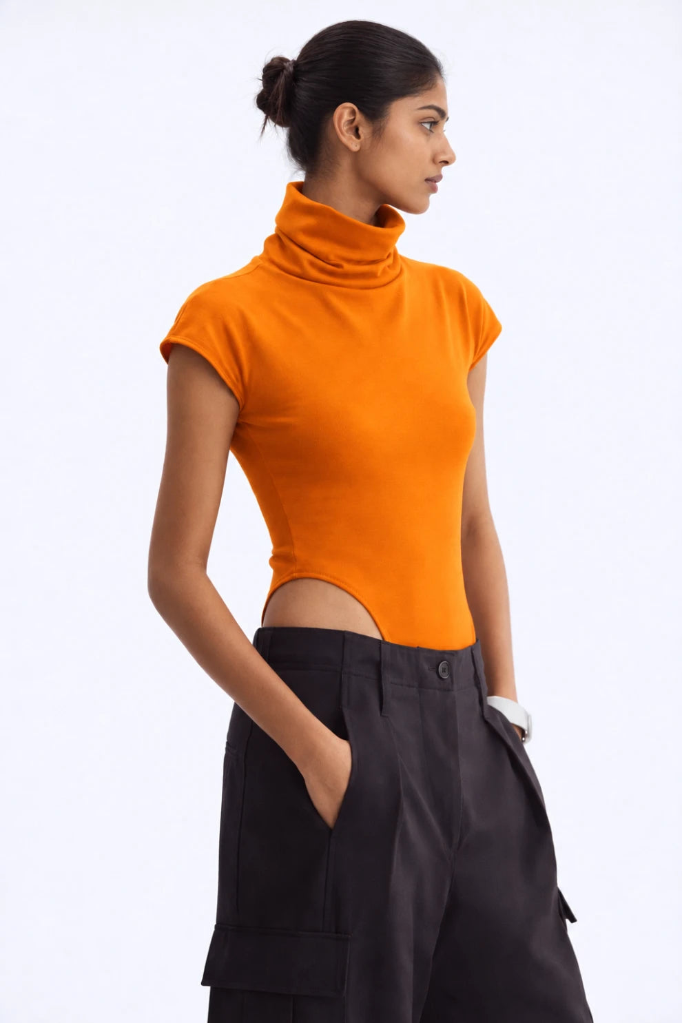 Burnt Orange High-Neck Bodysuit