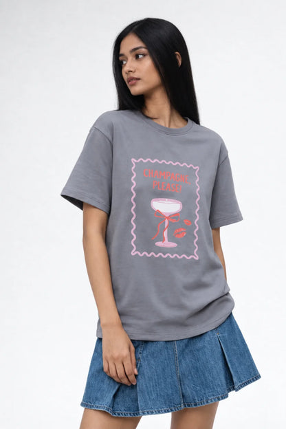 Champagne Please Oversized Tee