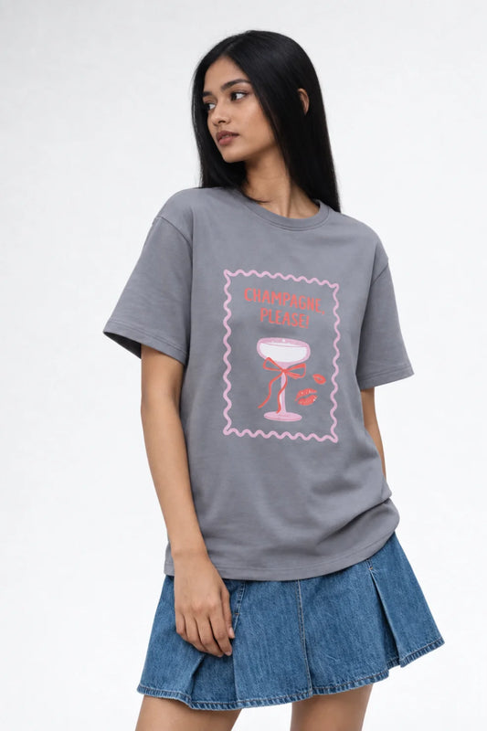 Champagne Please Oversized Tee