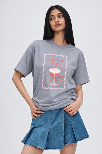 Champagne Please Oversized Tee