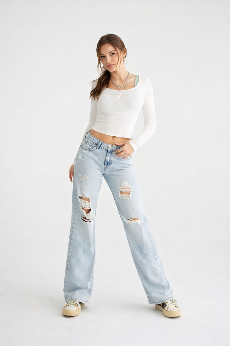 Slim Straight Fit Ribbed Jeans