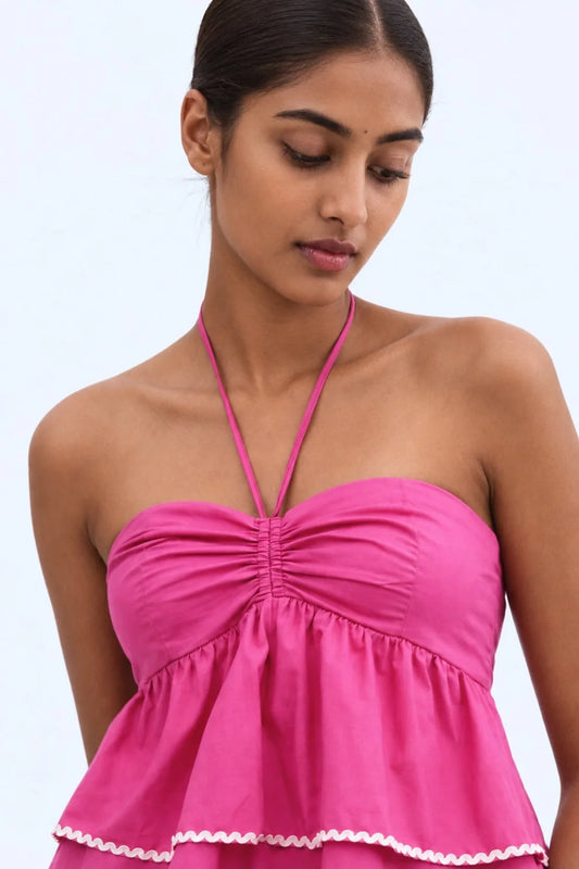 Halter Neck Top - Bright Pink