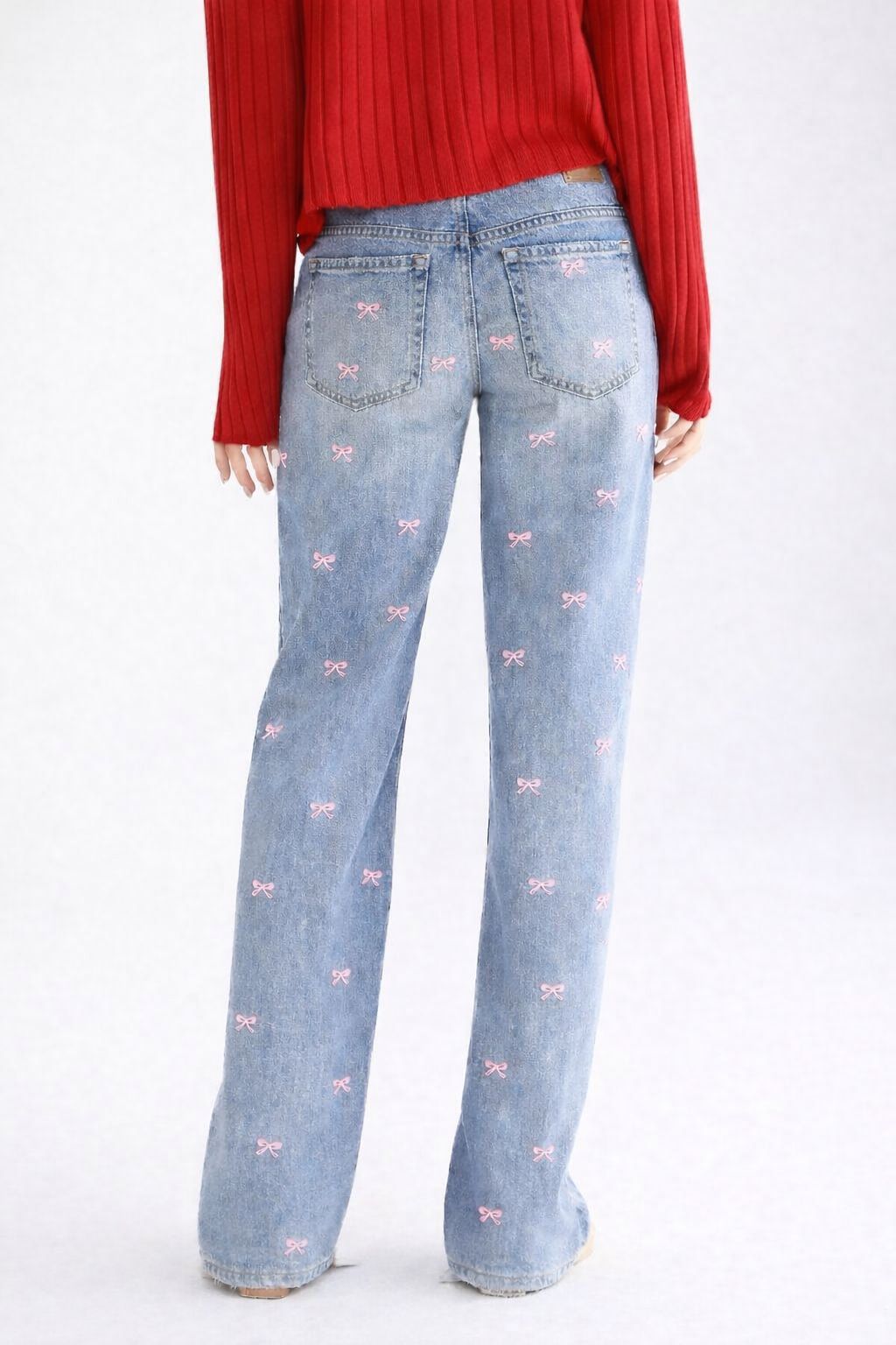 Bow embroidery jeans