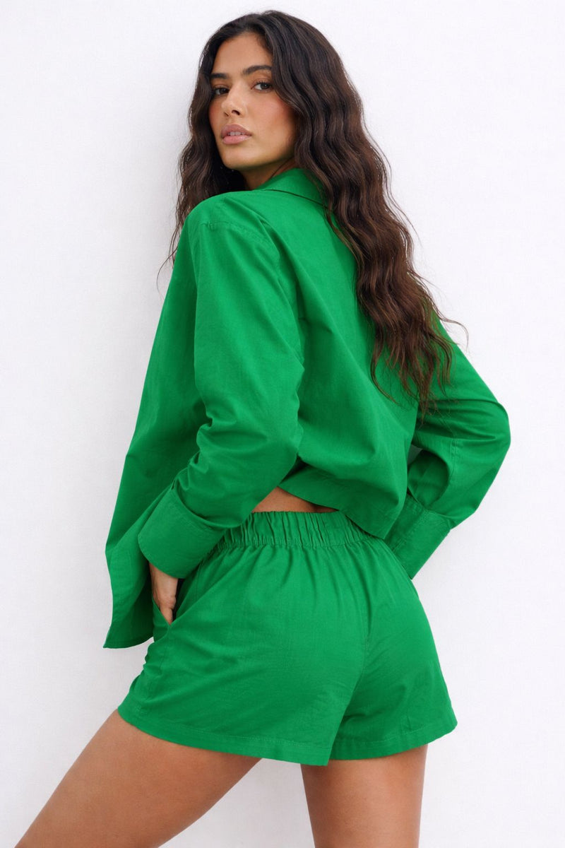 Women Shirts & Shorts Co-Ord Sets- Green