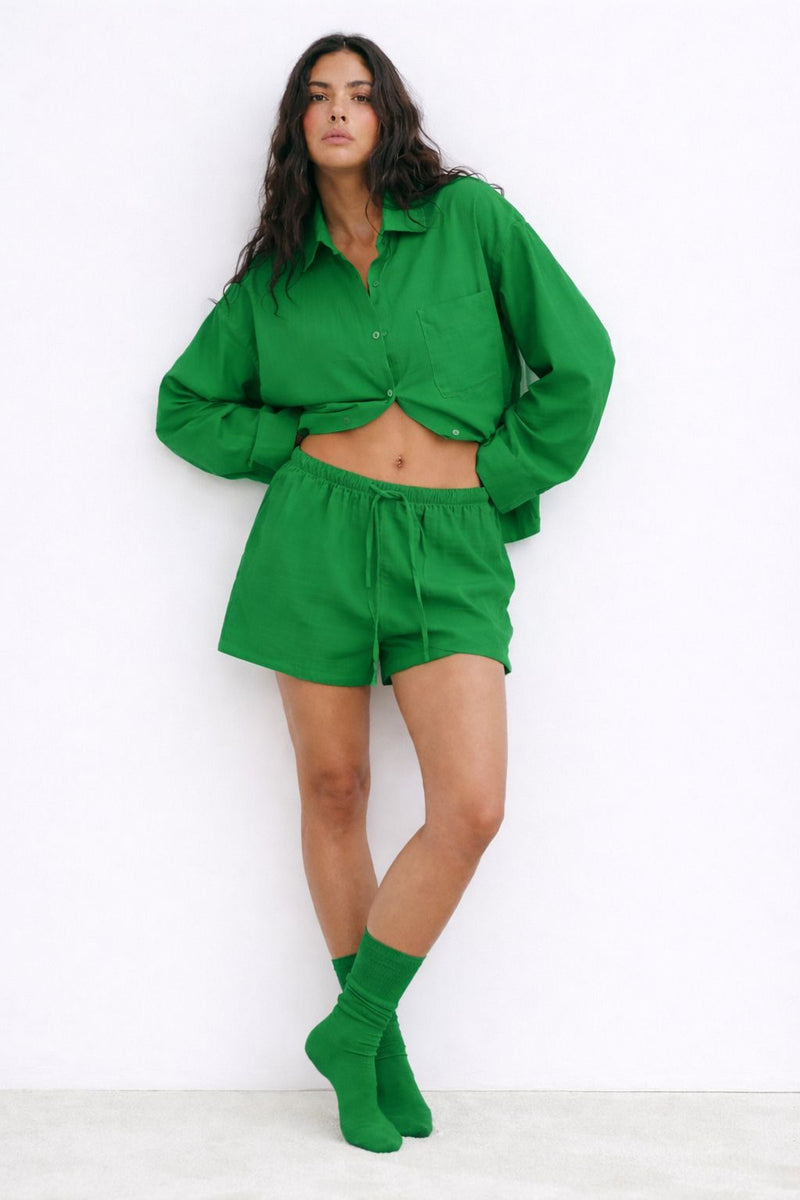 Women Shirts & Shorts Co-Ord Sets- Green