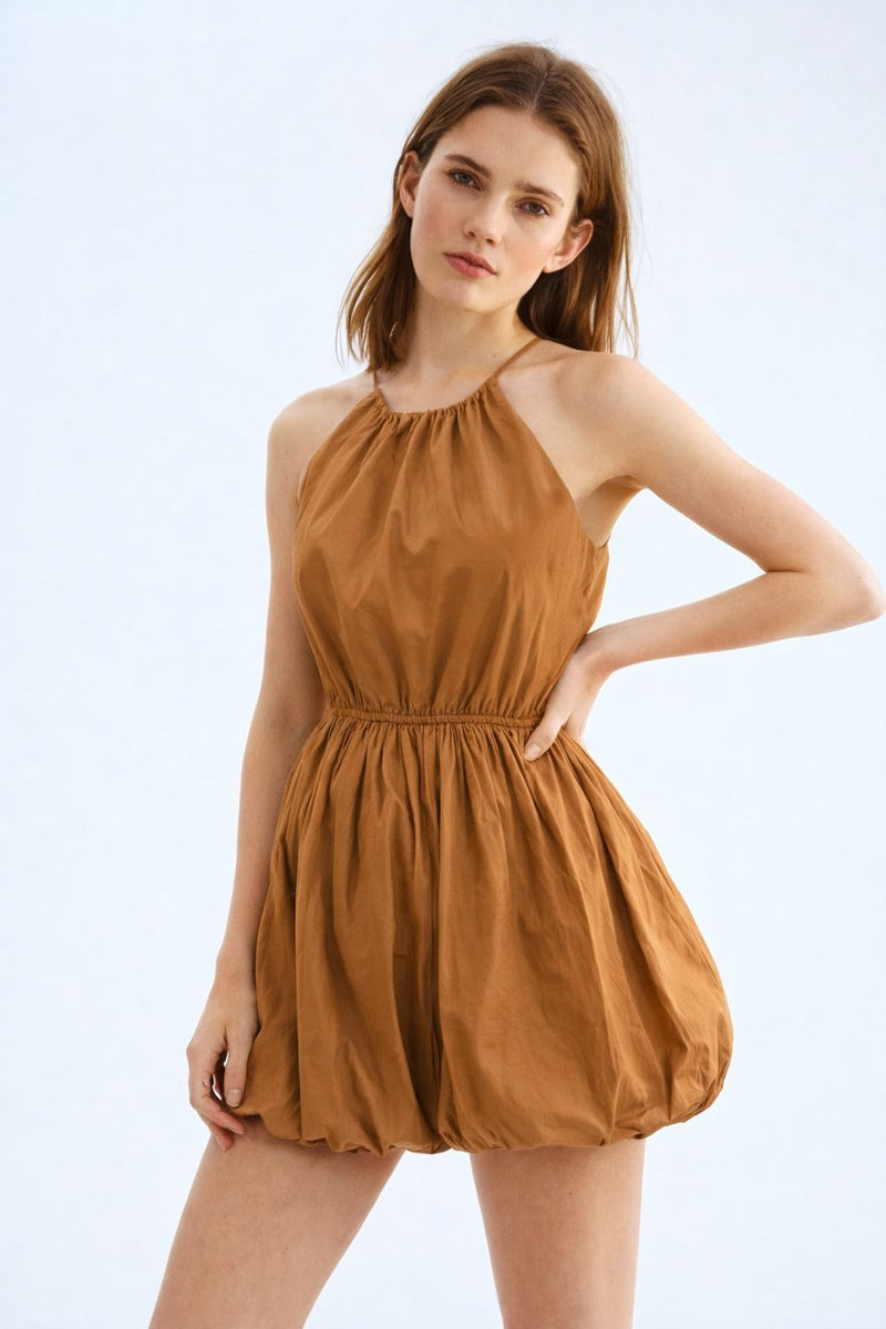 Women Chocolate Brown Bubble Dress