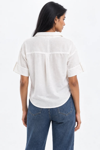 Linen Short Sleeve Shirt White
