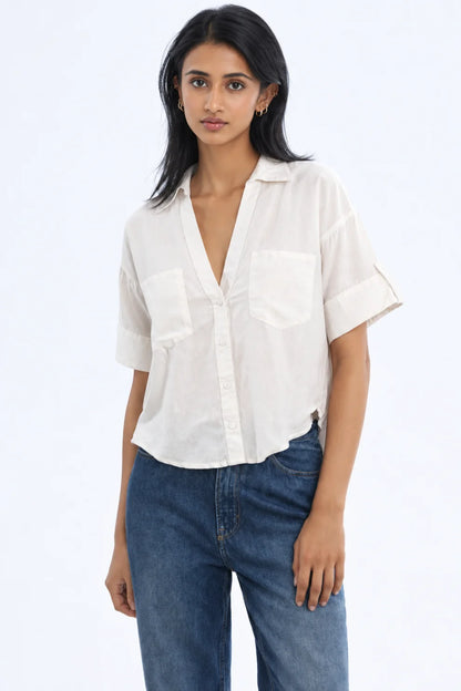 Linen Short Sleeve Shirt White