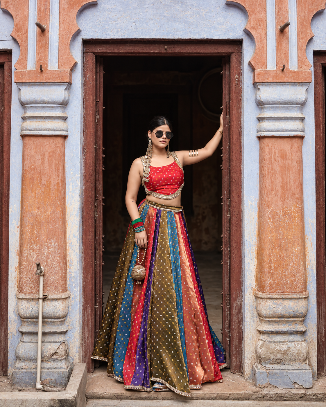 Rangrez Multicolor Bandhani Lehenga Set