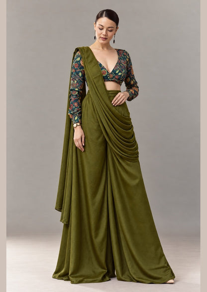 Olive Draped Plazoo Set