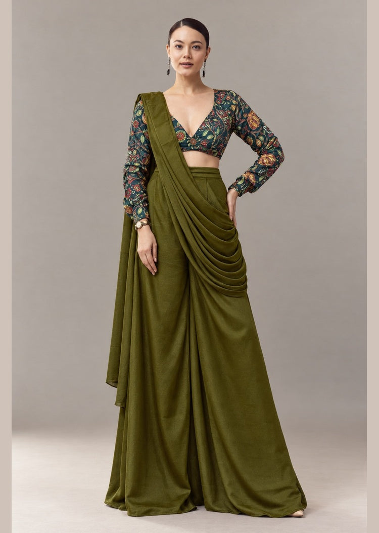 Olive Draped Plazoo Set