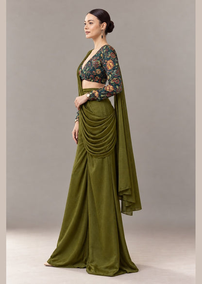 Olive Draped Plazoo Set
