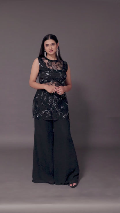 Black Sequin Tunic Set