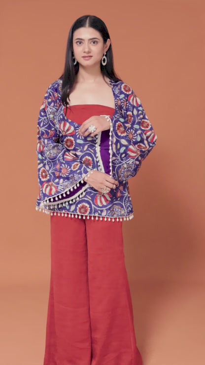 Blue Floral Kurti Set