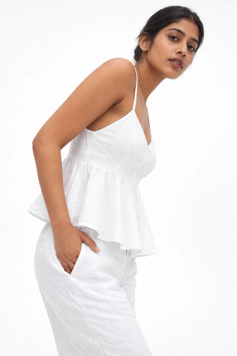White Peplum Co-Ord Set