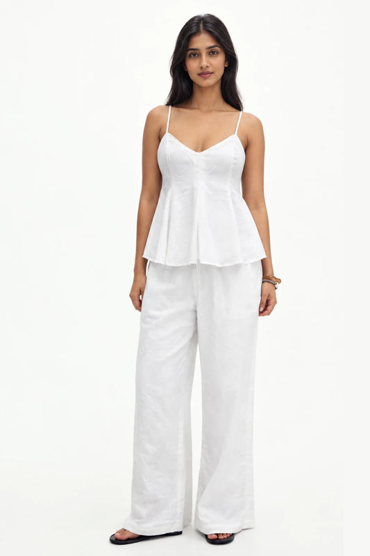 White Peplum Co-Ord Set