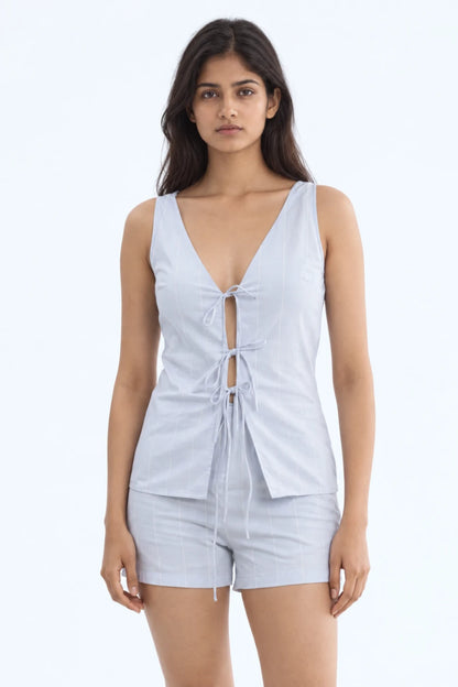 White tie -up co-ord set
