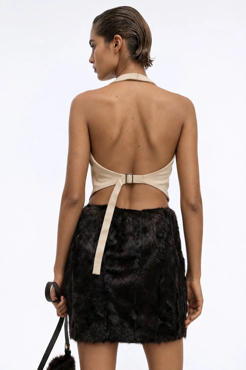 Woman Beige Vest Coat