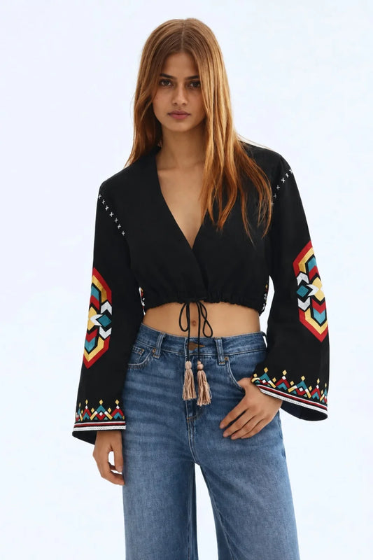 Women Black Crop Top
