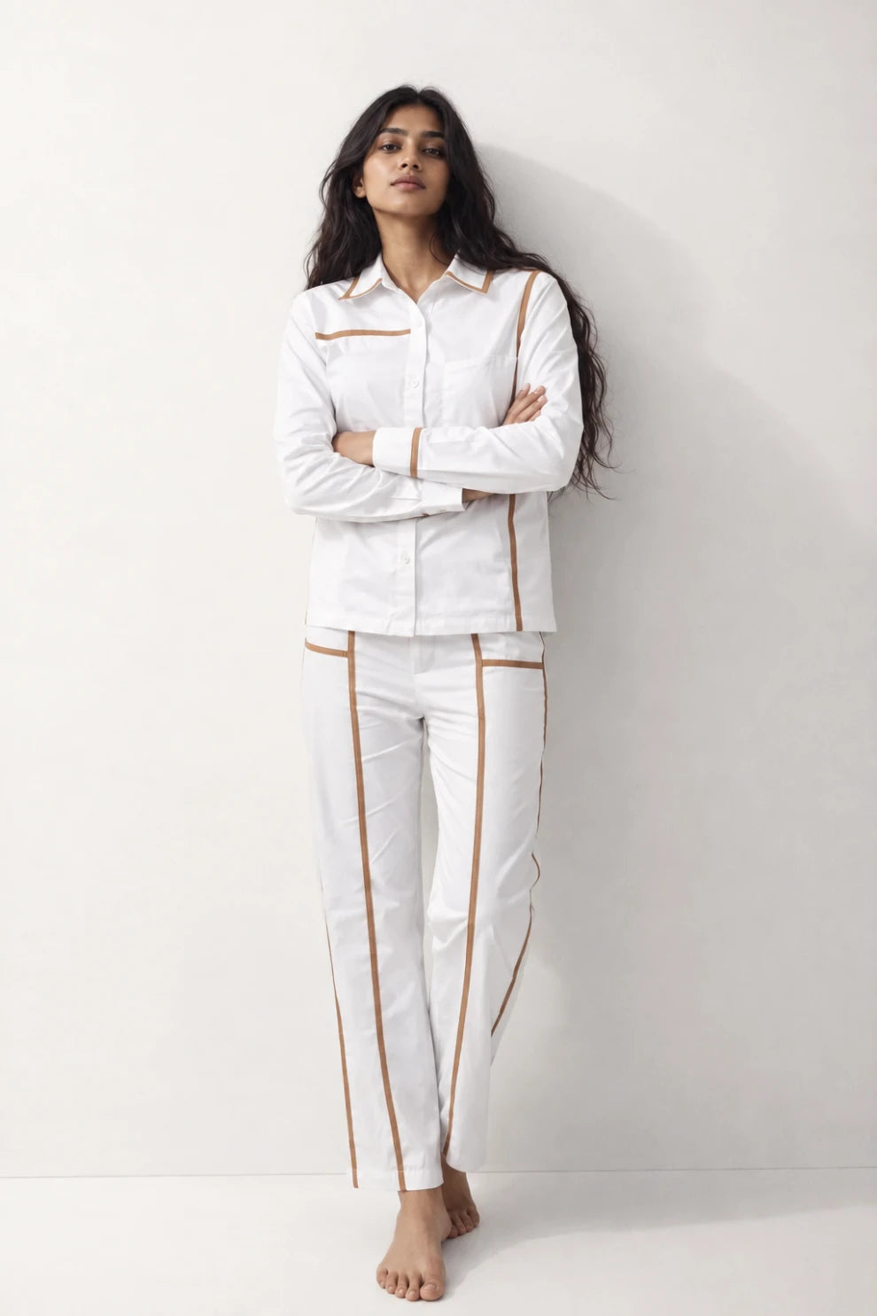 Women Ivory contrast lace Co-Ord set