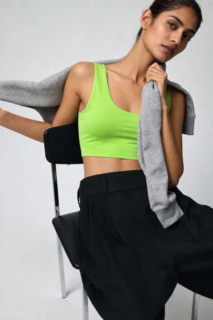 Women Neon green tank top