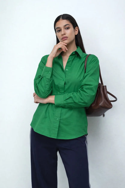 Women Oversized Shirt Green