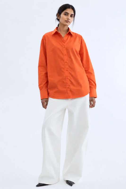 Women Oversized Shirt Orange