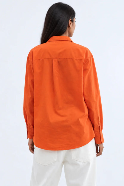 Women Oversized Shirt Orange
