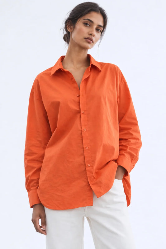 Women Oversized Shirt Orange