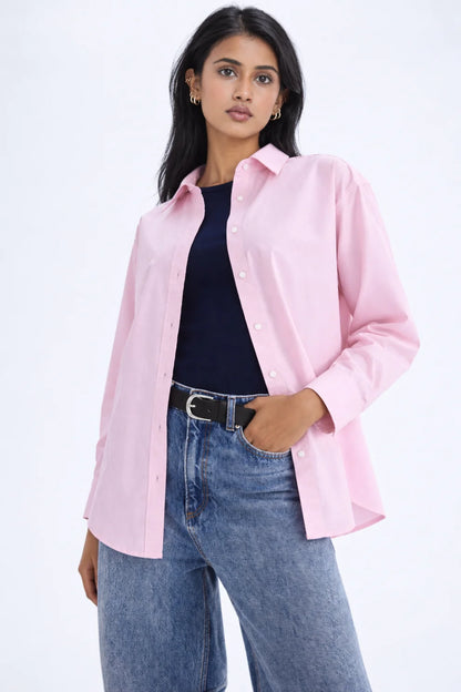 Women Oversized Shirt Pink