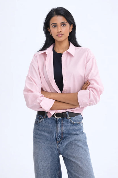 Women Oversized Shirt Pink