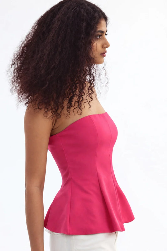 Women Pink Strapless Top