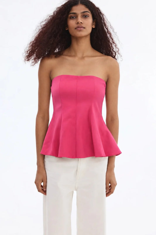 Women Pink Strapless Top