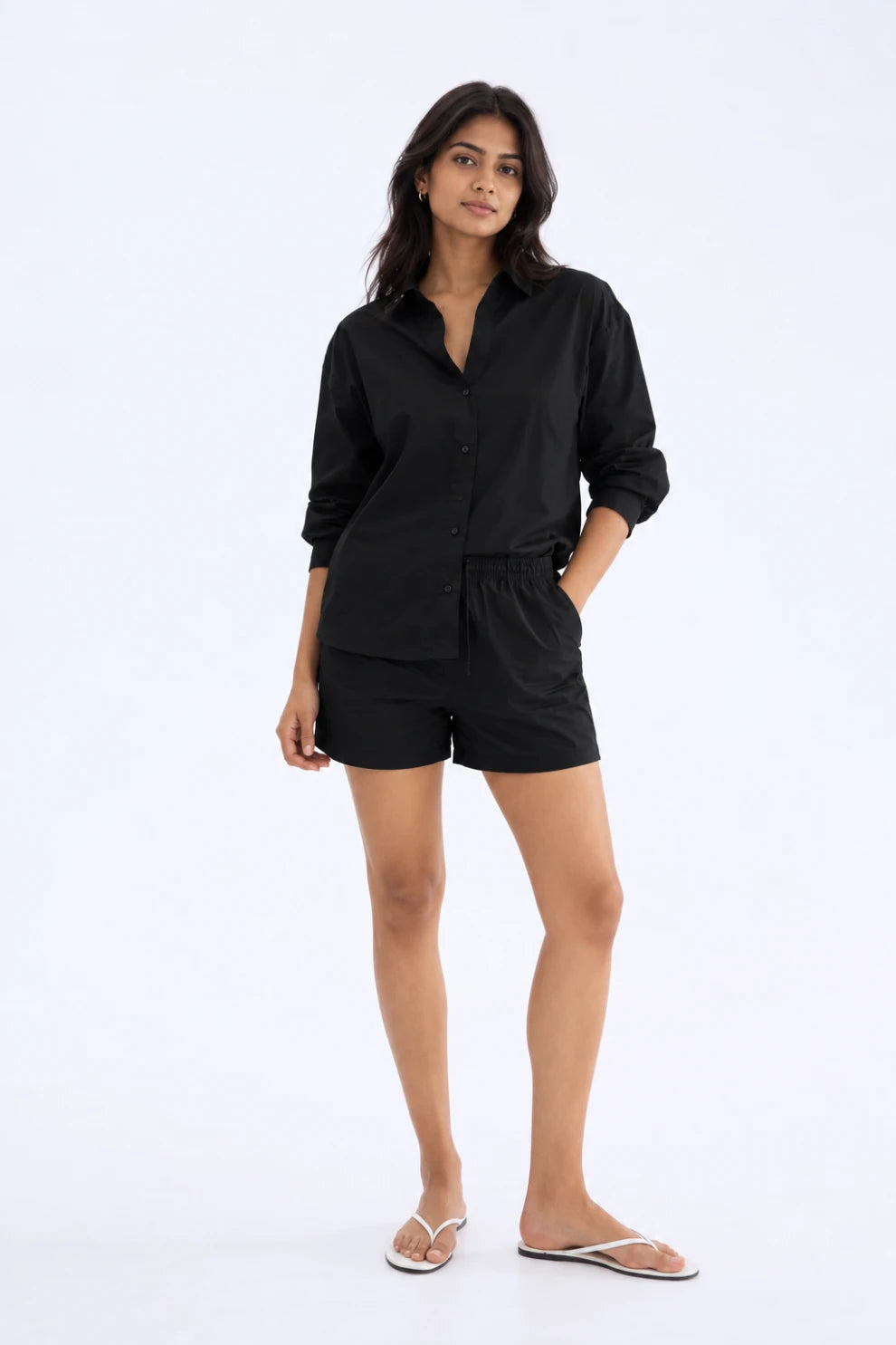Women Shirts & Shorts Co-Ord Sets- Black