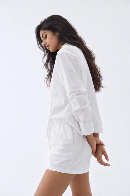 Women Shirts & Shorts Co-Ord Sets- white